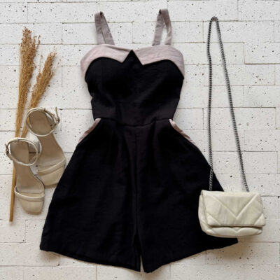 Dondoca_com_br Macaquinho Marrant Bicolor Preto E Nude