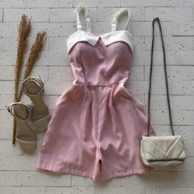 Dondoca_com_br Macaquinho Marrant Bicolor Rosa