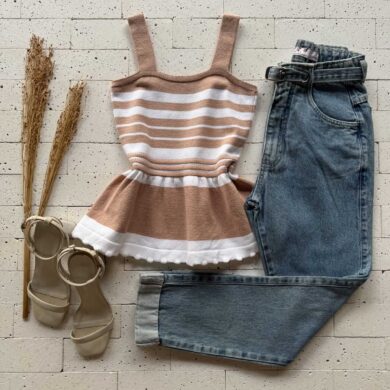 Dondoca_com_br Regata Modal Peplum Bicolor Nude E Off