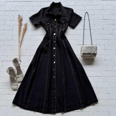 Dondoca_com_br Vestido Chemise Longuete Preto