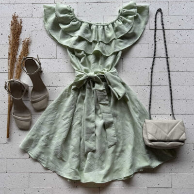 Dondoca_com_br Vestido Ciganinha Bordado Com Amarracao Fixa Verde Claro