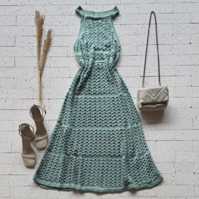 Dondoca_com_br Vestido Midi Trico Detalhado Soltinho Pistache