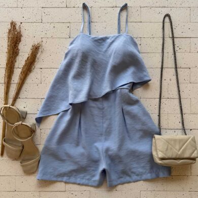 Dondoca_com_br Macaquinho Marrant Detalhe Assimetrico Azul