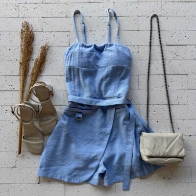 Dondoca_com_br Macaquinho Marrant Detalhe Faixa Lateral Azul