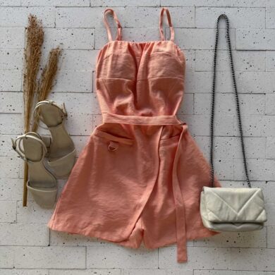 Dondoca_com_br Macaquinho Marrant Detalhe Faixa Lateral Laranja