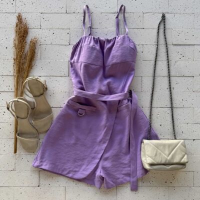 Dondoca_com_br Macaquinho Marrant Detalhe Faixa Lateral Lavanda