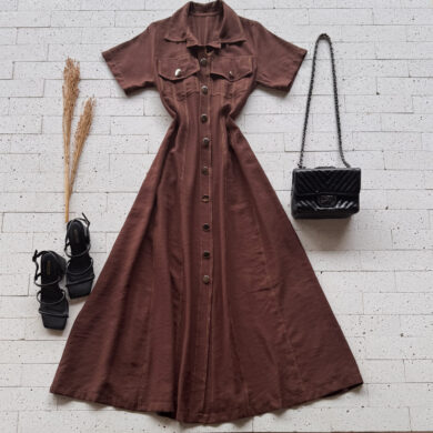 Dondoca_com_br Vestido Chemise Longuete Cafe