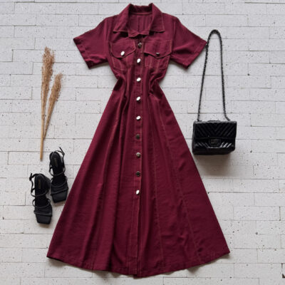 Dondoca_com_br Vestido Chemise Longuete Marsala