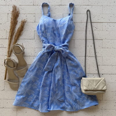 Dondoca_com_br Vestido Crepe Bordado Alcinha E Cinto Faixa Azul 2