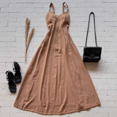 Dondoca_com_br Vestido Longuete Marrant Pespontado Nude