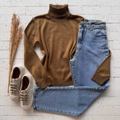 Dondoca_com_br Blusa Trico Basic Gola Alta Marrom 2