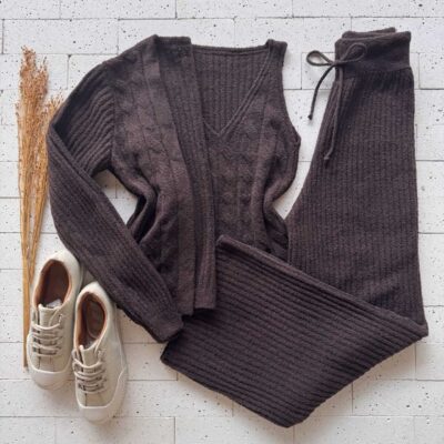 Dondoca_com_br Conjunto Trico Mousse 3 Pecas Luxo Cafe