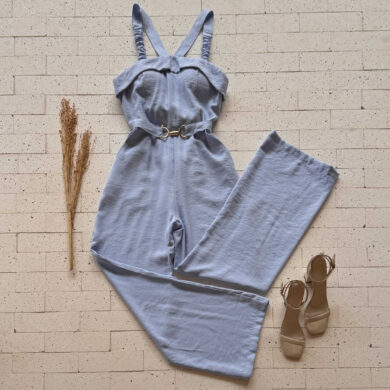 Dondoca_com_br Macacao Com Cinto De Fivela Dourada E Bojo Azul