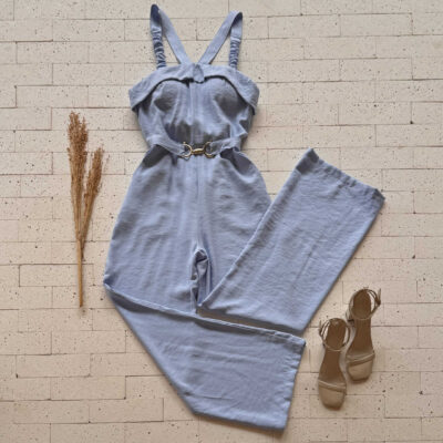 Dondoca_com_br Macacao Com Cinto De Fivela Dourada E Bojo Azul