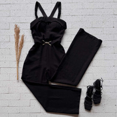 Dondoca_com_br Macacao Com Cinto De Fivela Dourada E Bojo Preto