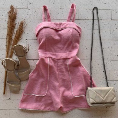 Dondoca_com_br Macaquinho Marrant Detalhe Bicolor Rosa