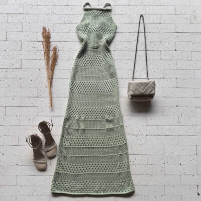 Dondoca_com_br Vestido Trico Longuete Com Laco Nas Costas Pistache