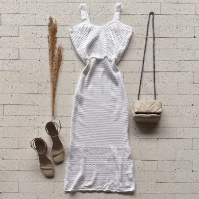 Dondoca_com_br Vestido Trico Midi Busto Furinhos E Fenda Off