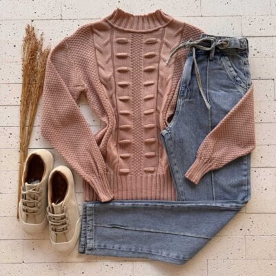 Dondoca_com_br Blusa Trico Detalhada Com Bolhas Frontais Rose