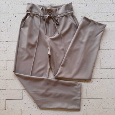 Dondoca_com_br Calca Social Detalhe Vinco E Cordao Bege