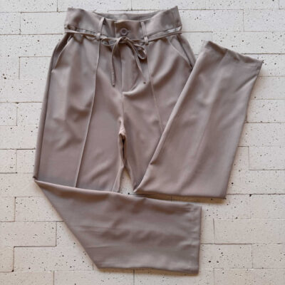 Dondoca_com_br Calca Social Detalhe Vinco E Cordao Bege