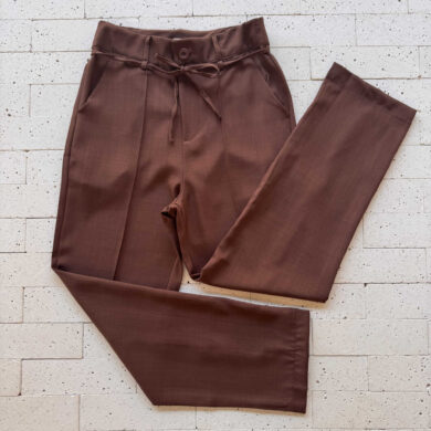 Dondoca_com_br Calca Social Detalhe Vinco E Cordao Cafe