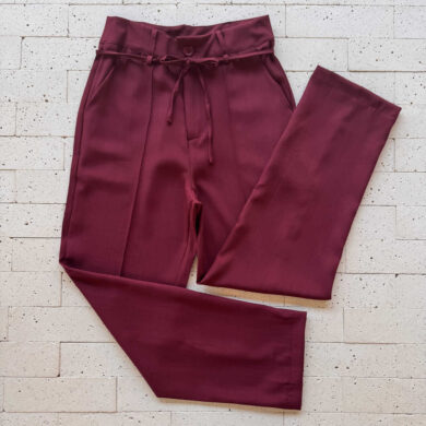 Dondoca_com_br Calca Social Detalhe Vinco E Cordao Marsala