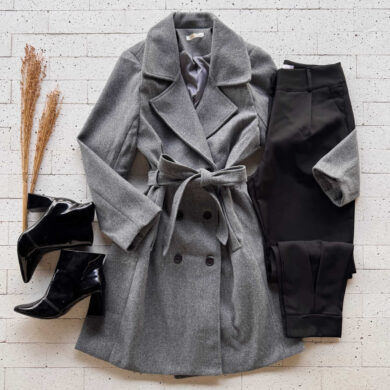 Dondoca_com_br Casaco Alongado Lanzinha Com Cinto Faixa Cinza