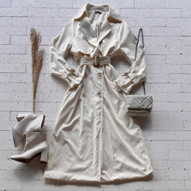 Dondoca_com_br Casaco Trench Coat Alongado Bege