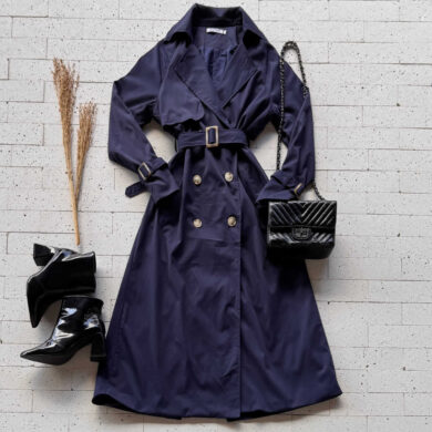 Dondoca_com_br Casaco Trench Coat Alongado Marinho