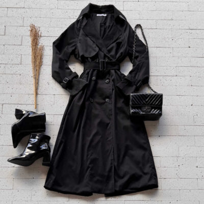 Dondoca_com_br Casaco Trench Coat Alongado Preto