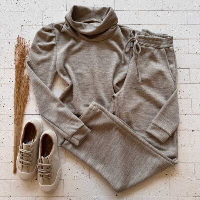 Dondoca_com_br Conjunto Lanzinha Blusa Princesa Com Gola E Wide Leg Bege