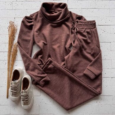 Dondoca_com_br Conjunto Lanzinha Blusa Princesa Com Gola E Wide Leg Marrom