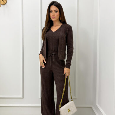 Dondoca_com_br Conjunto Trico Mousse 3 Pecas Luxo Cafe