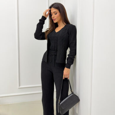 Dondoca_com_br Conjunto Trico Mousse 3 Pecas Luxo Preto