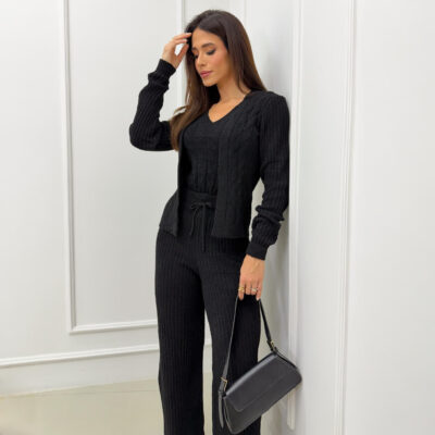 Dondoca_com_br Conjunto Trico Mousse 3 Pecas Luxo Preto