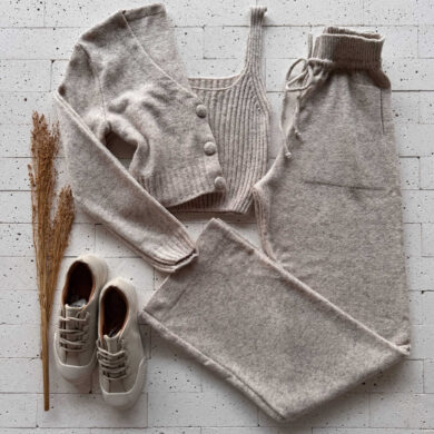 Dondoca_com_br Conjunto Trico Mousse 3 Pecas Premium Bege