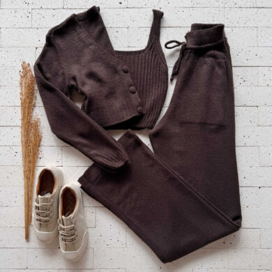 Dondoca_com_br Conjunto Trico Mousse 3 Pecas Premium Cafe