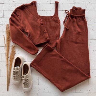 Dondoca_com_br Conjunto Trico Mousse 3 Pecas Premium Carmim