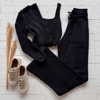 Dondoca_com_br Conjunto Trico Mousse 3 Pecas Premium Preto