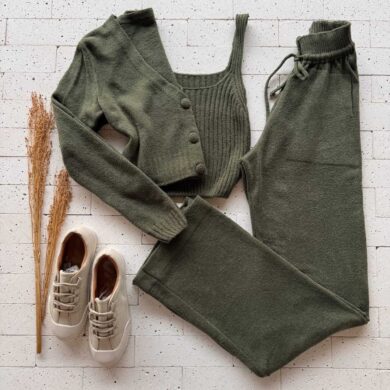 Dondoca_com_br Conjunto Trico Mousse 3 Pecas Premium Verde Oliva