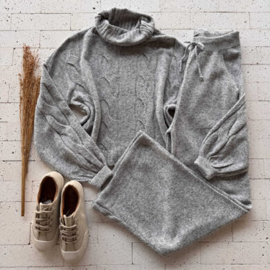 Dondoca_com_br Conjunto Trico Mousse Cropped Alongado E Pantalona Mesc