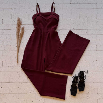 Dondoca_com_br Macacao Marrant Detalhe Pregas No Decote Vinho