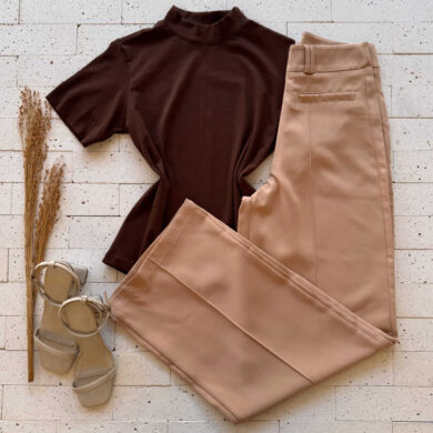 Dondoca_com_br T Shirt Sem Decote Basic Cafe