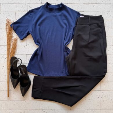 Dondoca_com_br T Shirt Sem Decote Basic Marinho