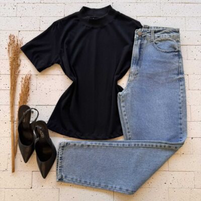 Dondoca_com_br T Shirt Sem Decote Basic Preto