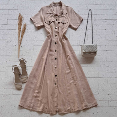 Dondoca_com_br Vestido Chemise Longuete Bege