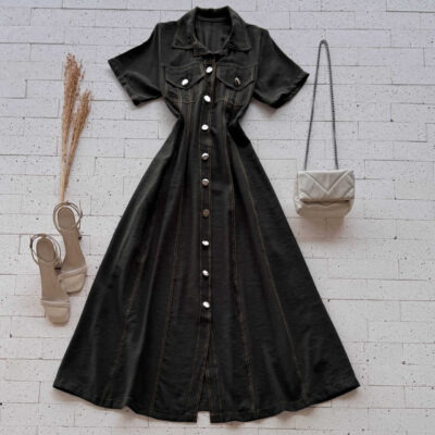 Dondoca_com_br Vestido Chemise Longuete Pistache Verde Oliva