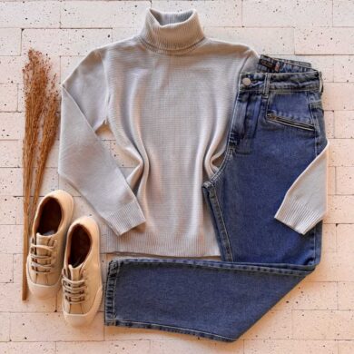 Dondoca_com_br Blusa Trico Basic Gola Alta Gelo