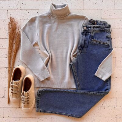 Dondoca_com_br Blusa Trico Basic Gola Alta Gelo